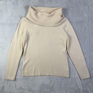 Charter Club 100% Two Ply Cashmere Sweater Women's Small Ivory Beige Turtleneck